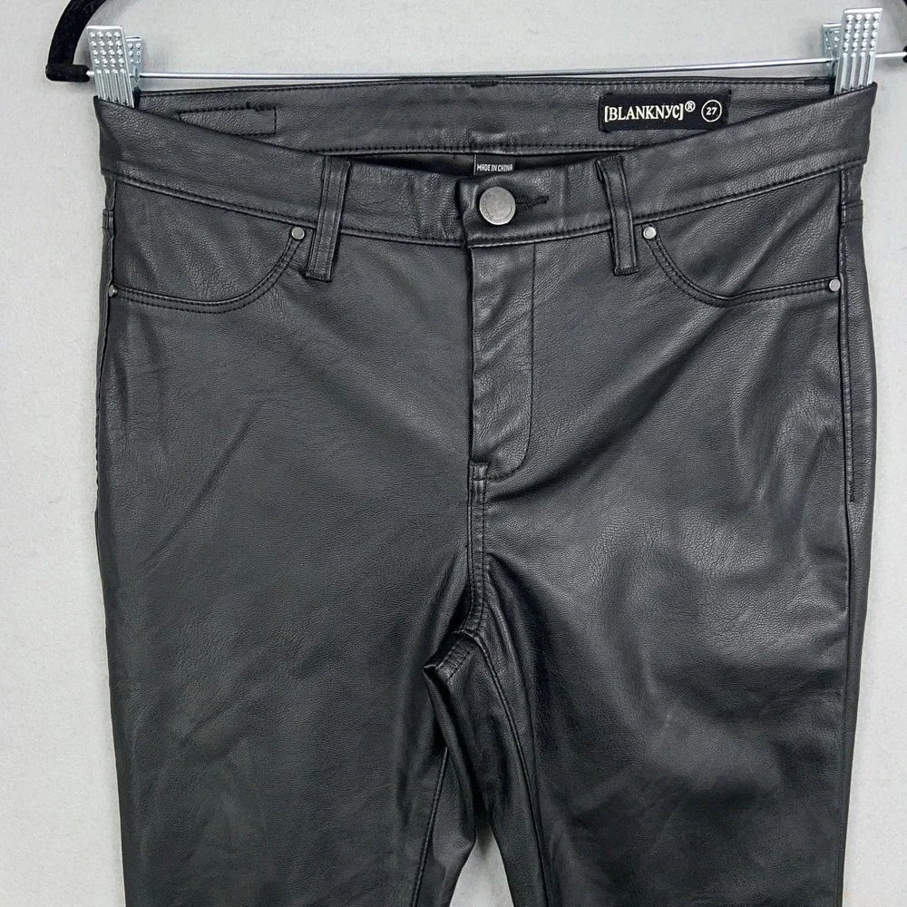 BLANKNYC Pants Womens 27 Black Faux Leather Coated Skinny Jeans Goth Edgy Rock